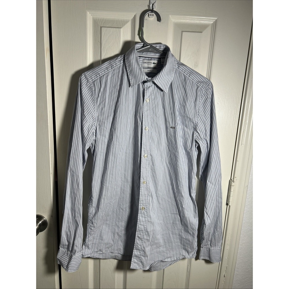 Lacoste Men's Slim Fit Classic Striped Button-Down Shirt - Size 30 (US 15)